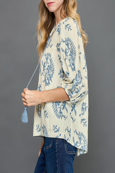 Blue Skies Paisley Print Top