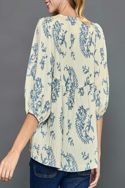 Blue Skies Paisley Print Top