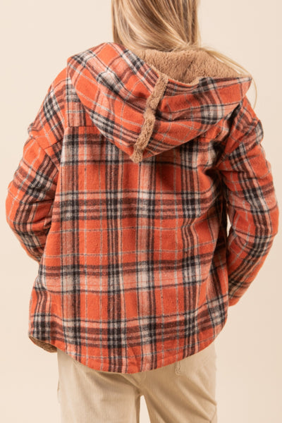 Cabin Warmth Plaid Hooded Cozy Fur Jacket