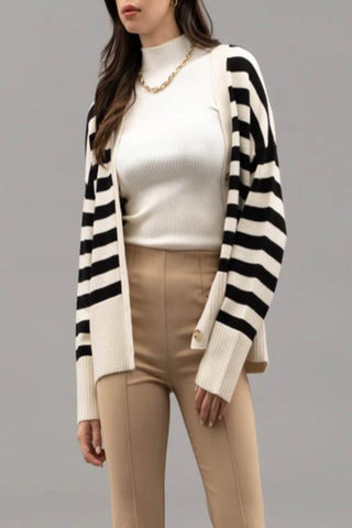 Mystery of Love Striped Button Front Cardigan