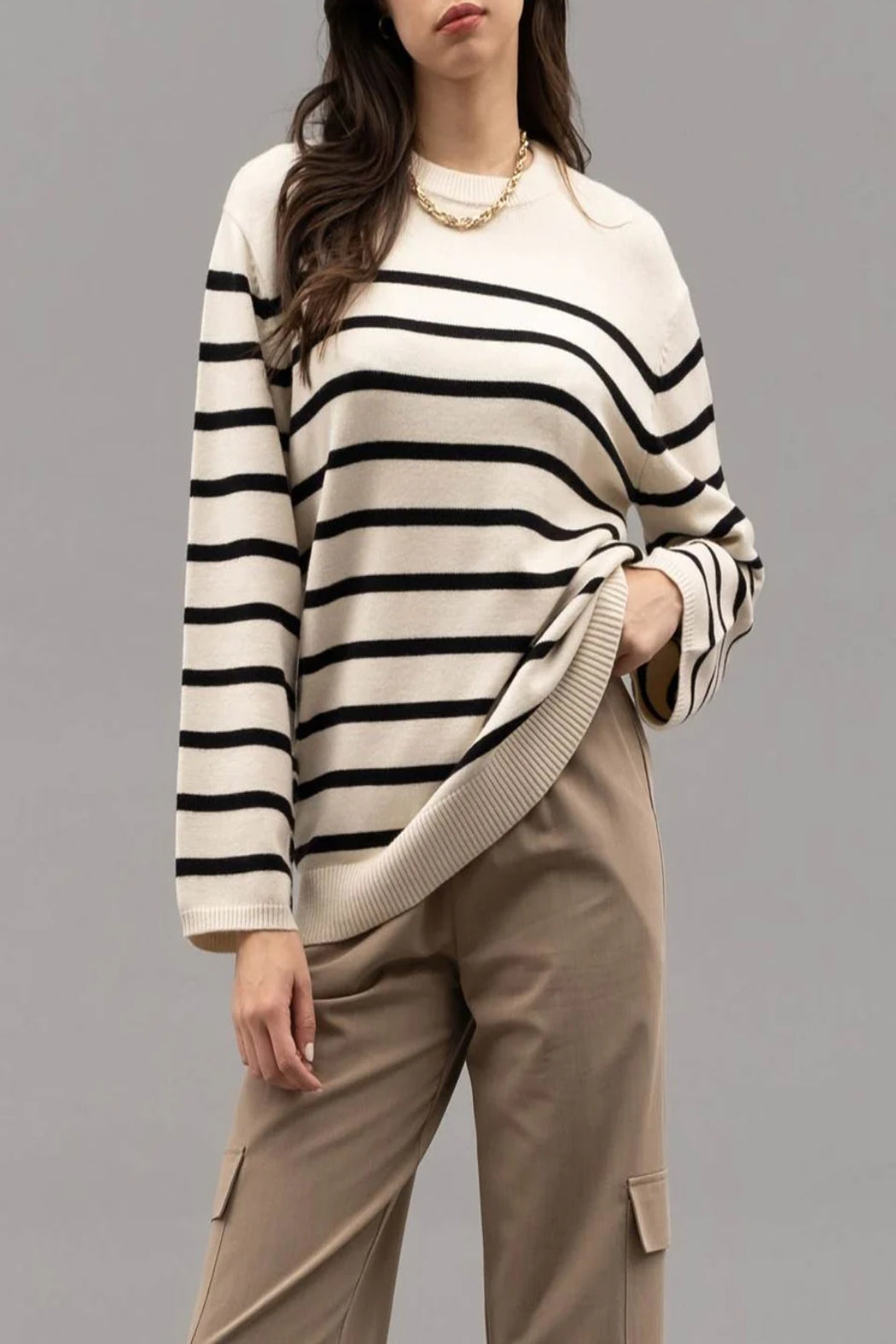 Always Forever Striped Knit Sweater Top