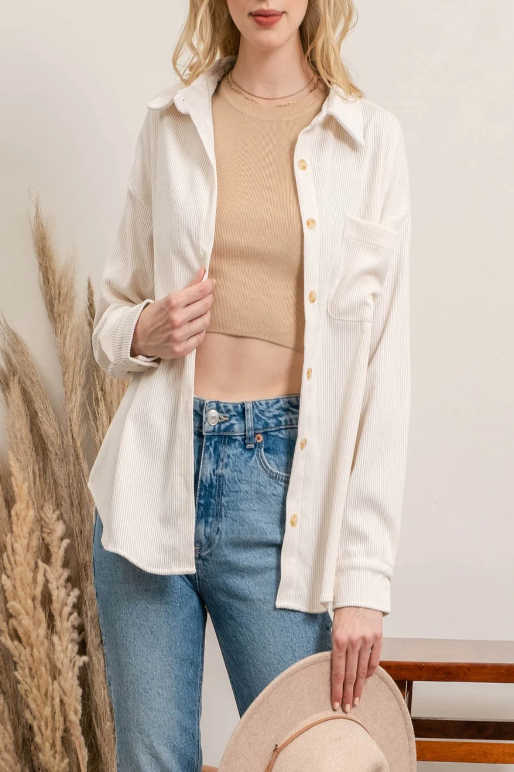 Autumn Breeze Corduroy Button Down Shirt Jacket