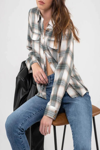 I Wanna Be Yours Plaid Print Button Down Top