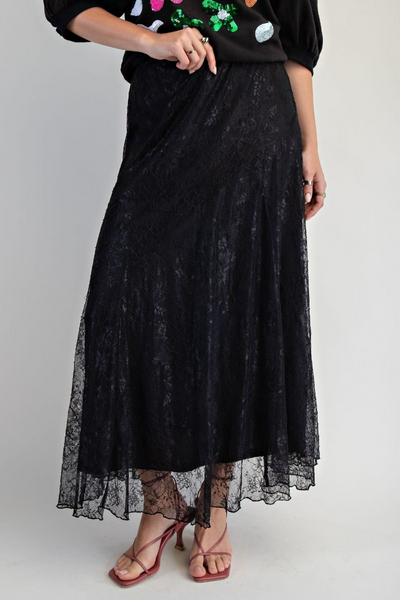 Queen of the Season Lace Skater Maxi Skirt