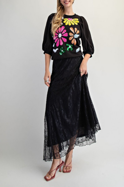 Queen of the Season Lace Skater Maxi Skirt