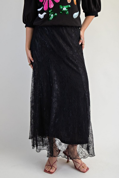 Queen of the Season Lace Skater Maxi Skirt