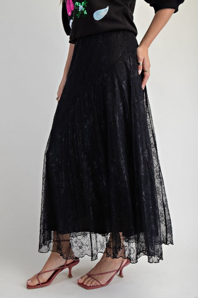 Queen of the Season Lace Skater Maxi Skirt