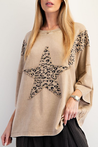 Moon Dreams Leopard Print Star Patch Top
