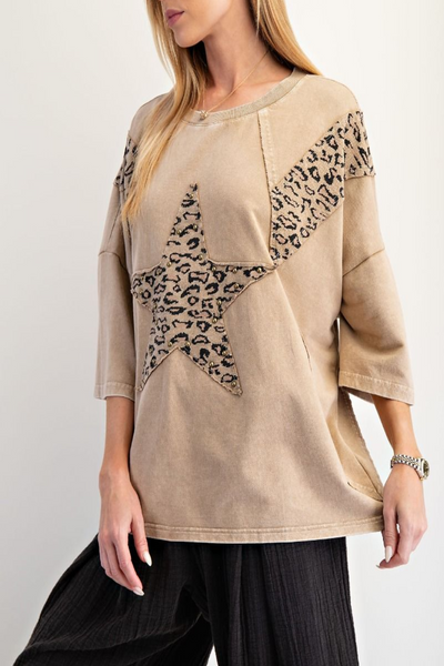 Moon Dreams Leopard Print Star Patch Top