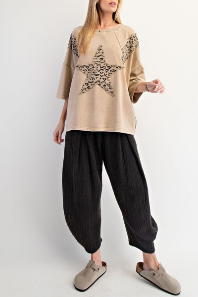 Moon Dreams Leopard Print Star Patch Top