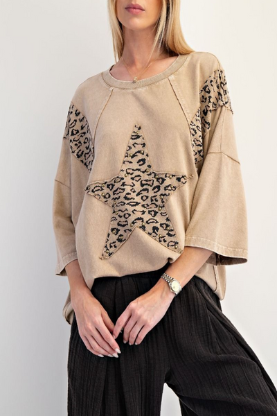 Moon Dreams Leopard Print Star Patch Top