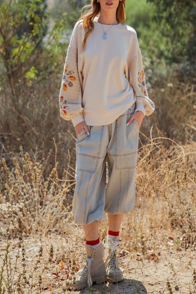 Little Things Quilted Washed Terry Pullover