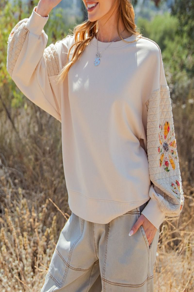 Little Things Quilted Washed Terry Pullover