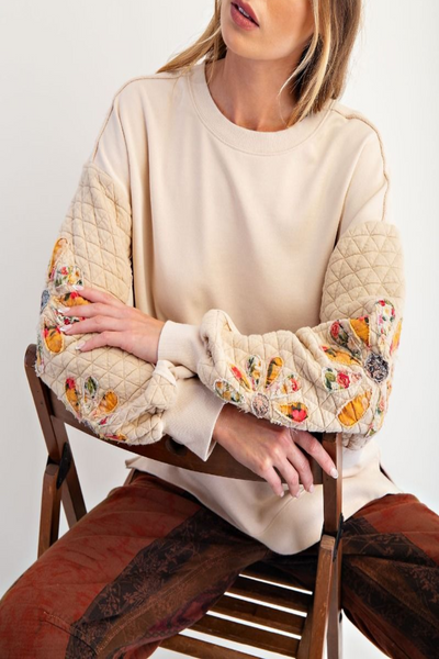 Little Things Quilted Washed Terry Pullover