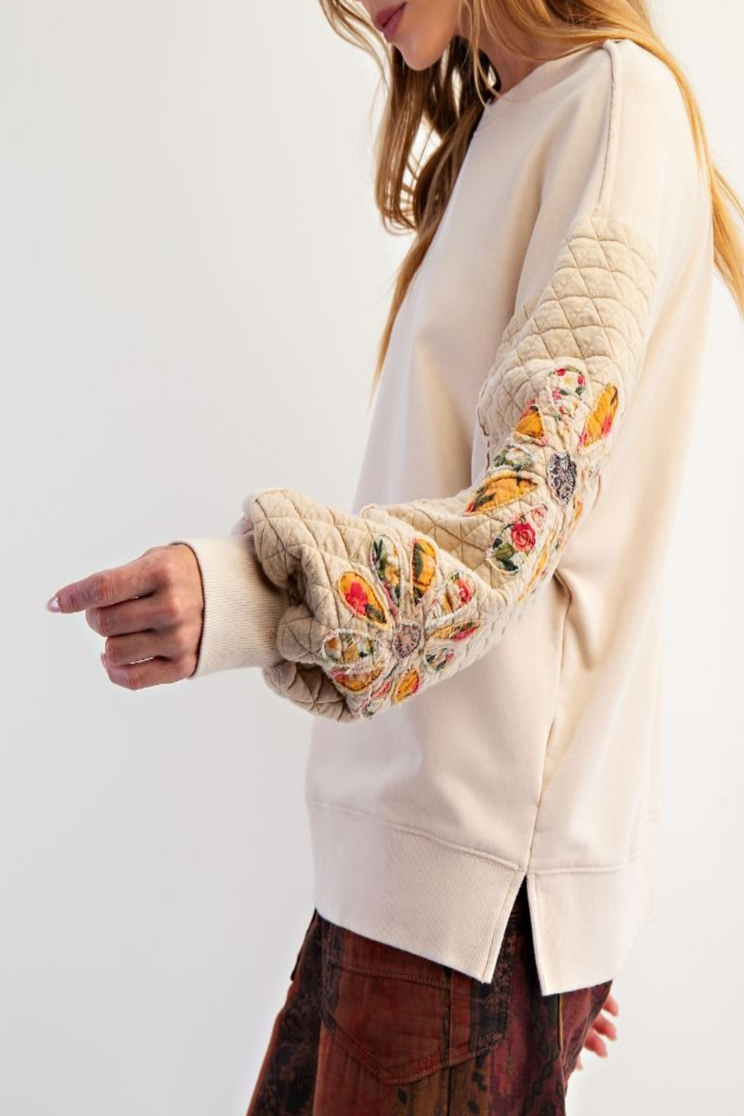 Little Things Quilted Washed Terry Pullover