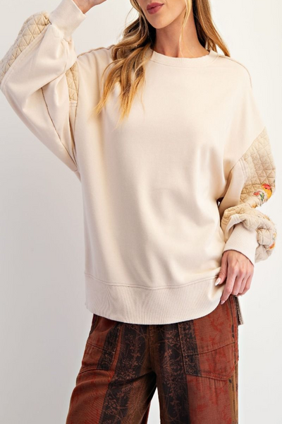 Little Things Quilted Washed Terry Pullover