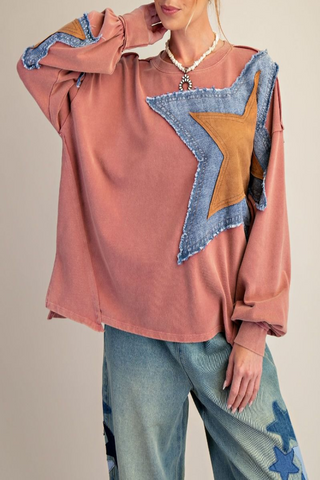To The Stars Star Patch Front Pullover