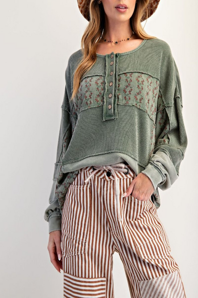 Julia Thermal Wash Henley Top