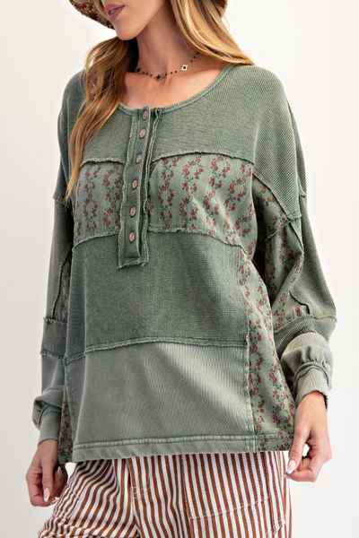 Julia Thermal Wash Henley Top