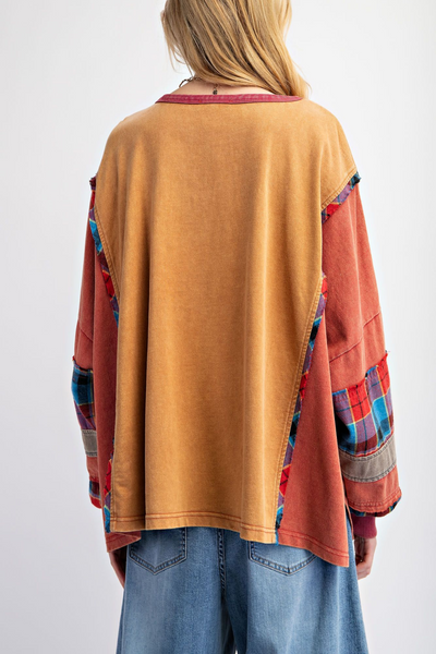 Caroline Flannel Color Block Top