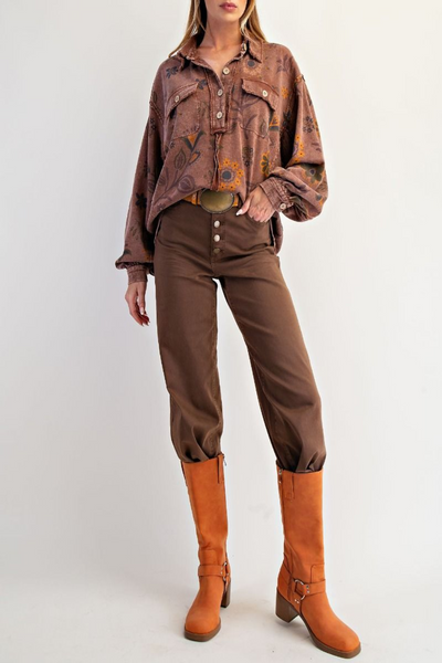 Dreamin Floral Print Collared Pullover