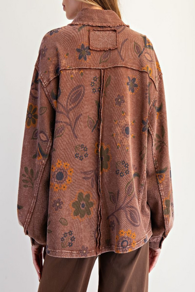 Dreamin Floral Print Collared Pullover