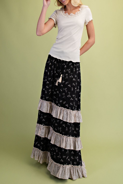 Lady Baby Rib Lace Trim Top