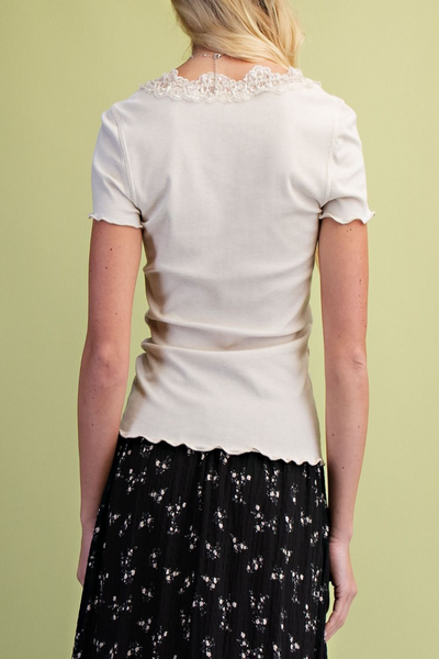 Lady Baby Rib Lace Trim Top
