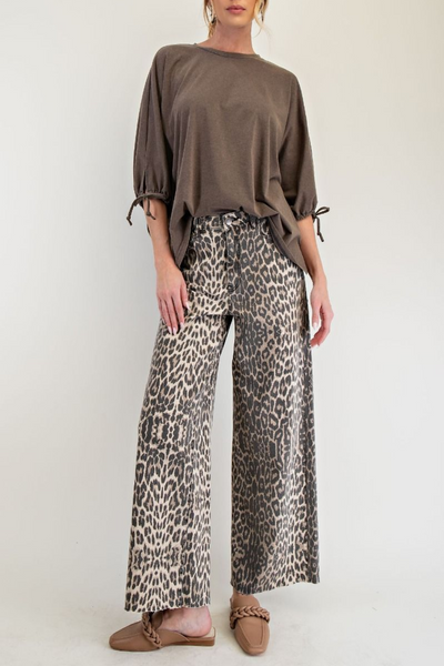 Keep Watching Leopard Print Wide Leg Pants