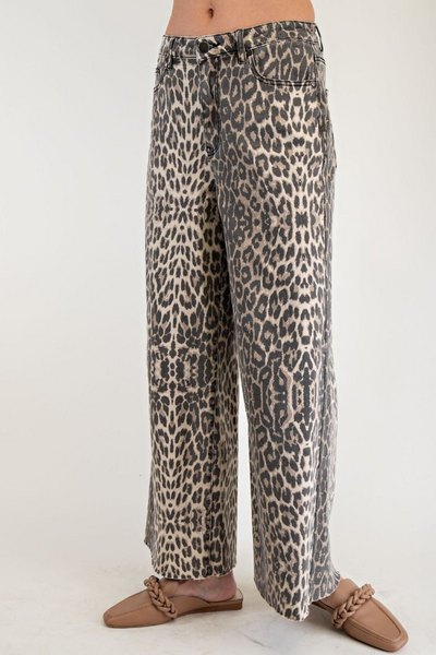 Keep Watching Leopard Print Wide Leg Pants