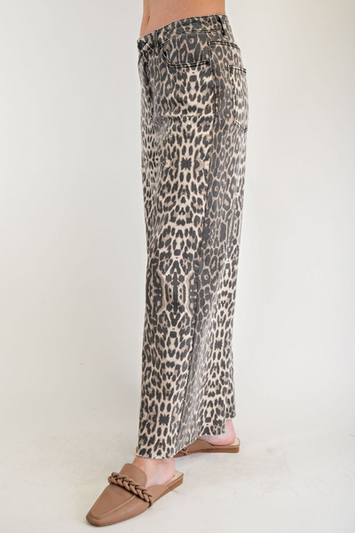 Keep Watching Leopard Print Wide Leg Pants