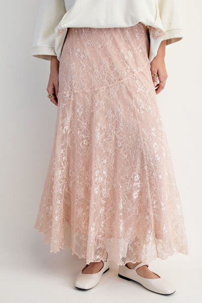 Queen of the Season Lace Skater Maxi Skirt
