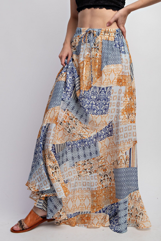 The Feeling Printed Patchwork Maxi Skirt