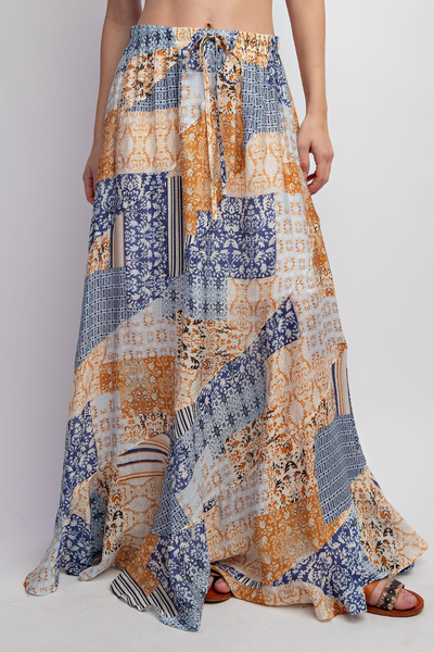The Feeling Printed Patchwork Maxi Skirt