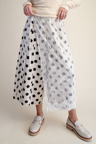 That Girl Dot Print Washed Wide Leg Pant