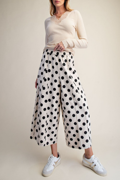 That Girl Dot Print Washed Wide Leg Pant