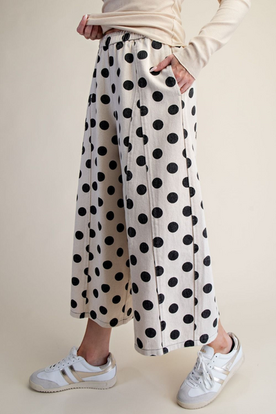 That Girl Dot Print Washed Wide Leg Pant