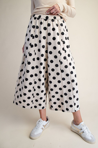 That Girl Dot Print Washed Wide Leg Pant