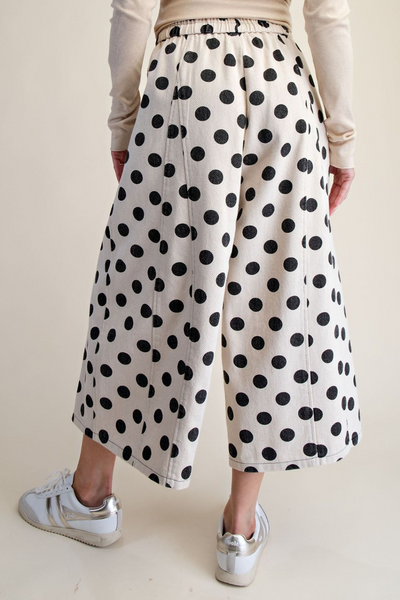 That Girl Dot Print Washed Wide Leg Pant