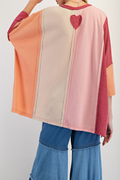 I Got You Colorblock Waffle Knit Soft Washed Top