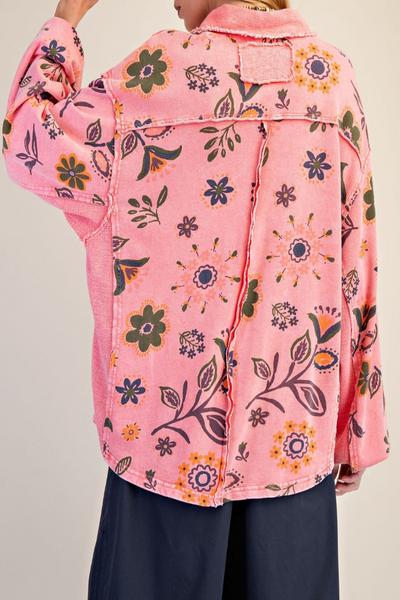 Dreamin Floral Print Collared Pullover