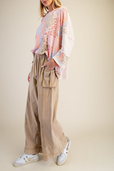 Mural Patchwork Print Mix Washed Pullover