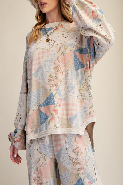 Charmed Patchwork Print Pullover