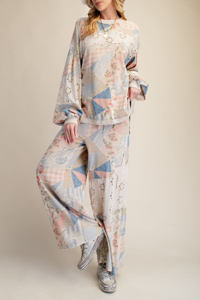 Charmed Patchwork Print Pullover