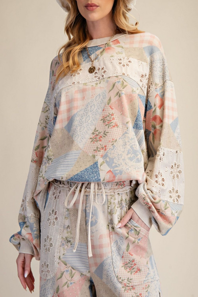 Charmed Patchwork Print Pullover