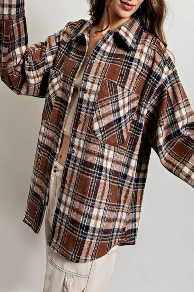 Finders Keepers Plaid Printed Shirt Jacket