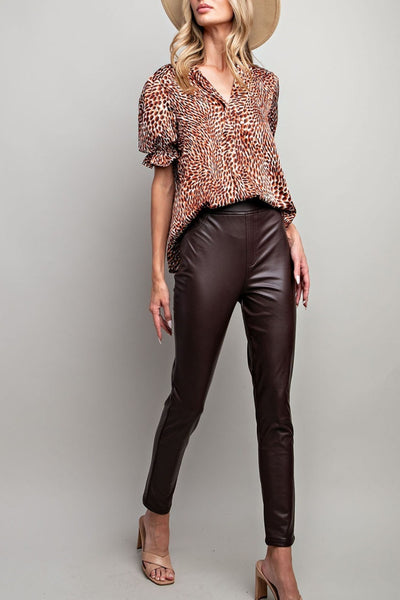 The Night We Met Pleather Pull On Leggings