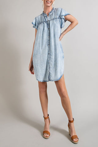 Loving You Mineral Washed Denim Mini Dress