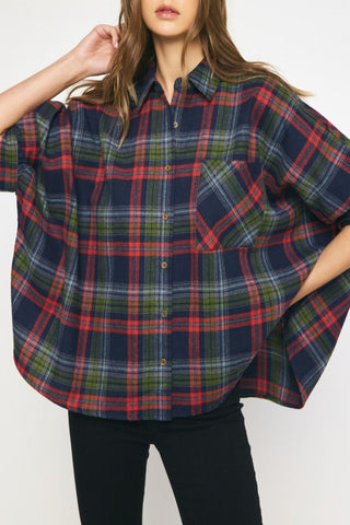 Once Again Plaid Button Up Top