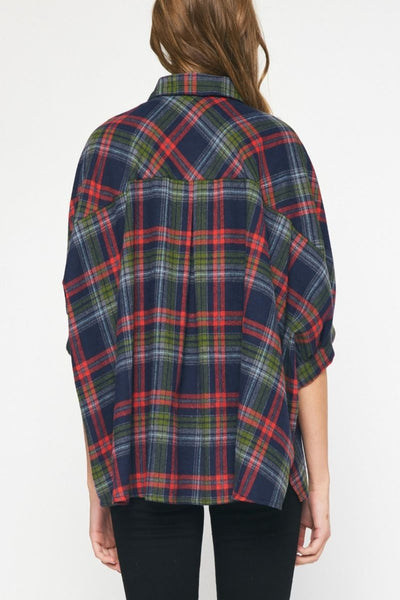 Once Again Plaid Button Up Top